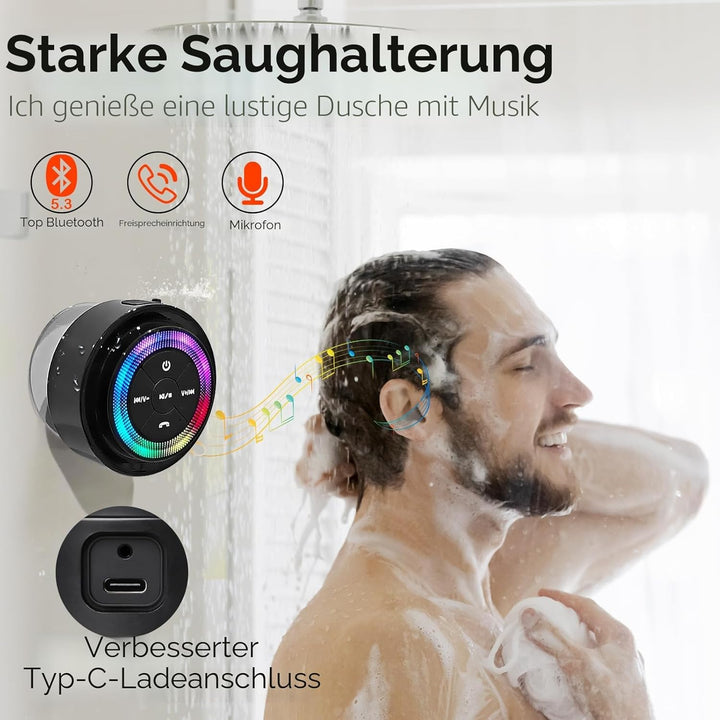 Xleader Mate Dusche Bluetooth Lautsprecher klein, Zertifiziert IPX7 Wasserdicht Bluetoothbox, Mini M