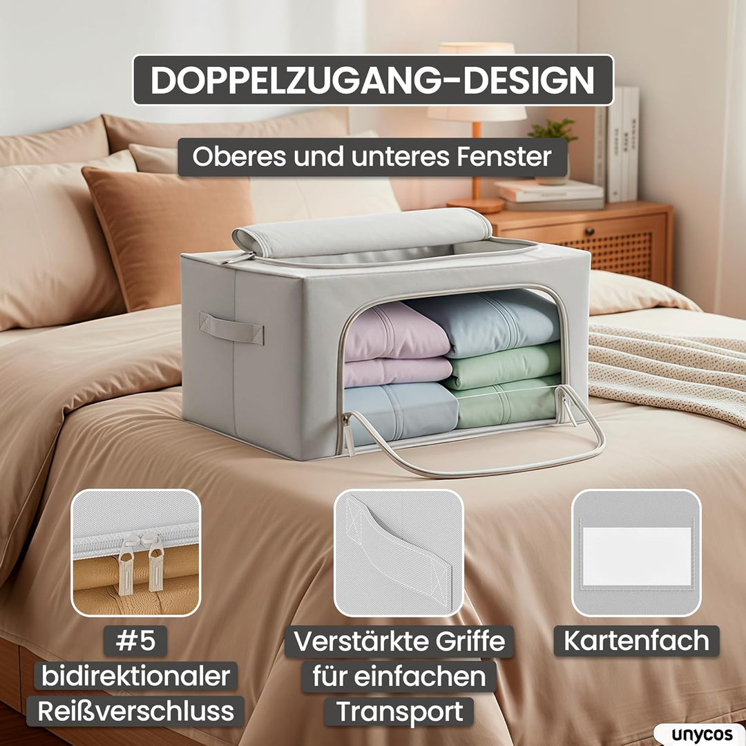 unycos – Aufbewahrungstasche【2 Stück | 24L】 Unterbett Aufbewahrungsbox mit Verstärkt Griff und Trans