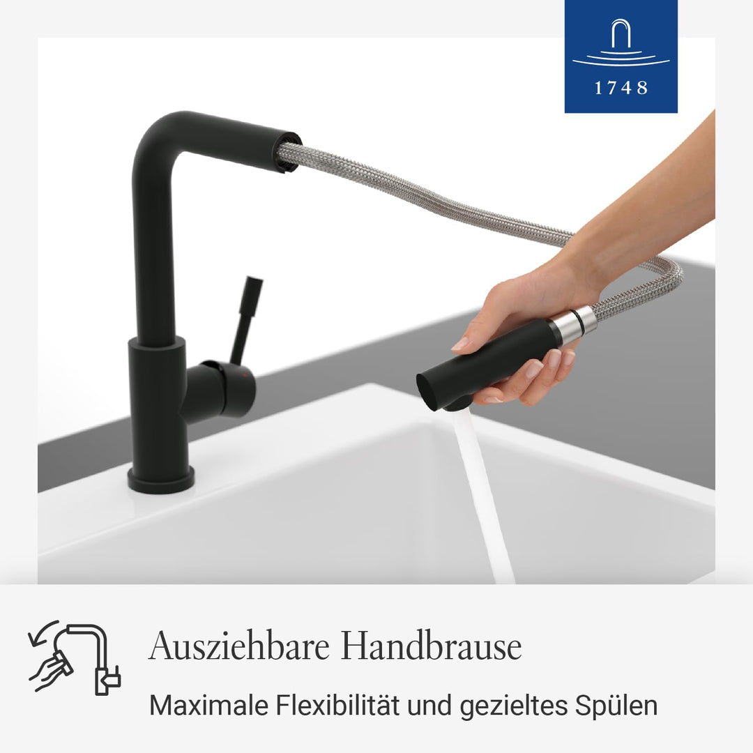 Villeroy &amp; Boch Steel Shower Küchenarmatur, Höhe 270 mm – Schwarz Matt