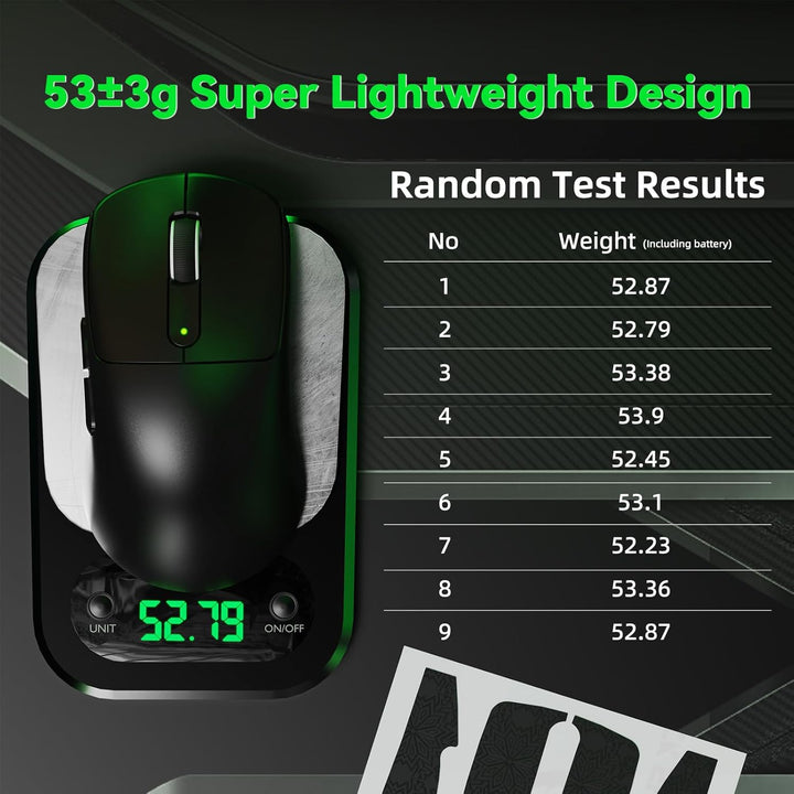 ATTACK SHARK V5 Kabellose Gaming Maus 53g, 20000 FPS, Optische Schalter, PAW3950MAX 42K DPI Sensor,