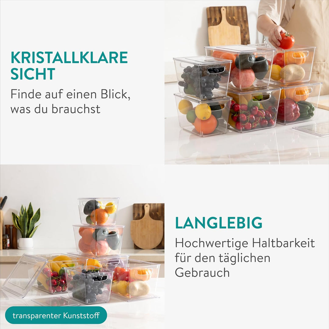 Navaris 6er Set Kühlschrank Organizer aus Kunststoff - 6x Aufbewahrungsbox für den Kühlschrank - Küh
