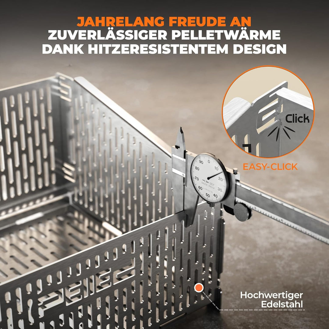 30x25x17cm hitzeresistenter Pelletkorb für Kaminofen | Edelstahl Pelletkorb | Pelletbrennkorb 30% me