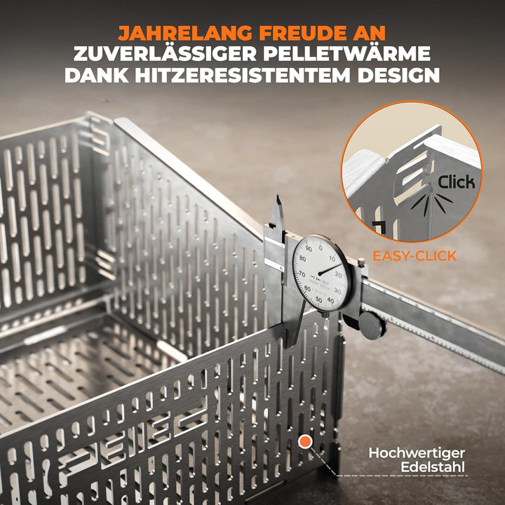 30x25x17cm hitzeresistenter Pelletkorb für Kaminofen | Edelstahl Pelletkorb | Pelletbrennkorb 30% me