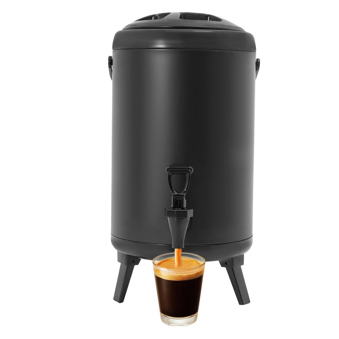 10L Isolierter Getränkespender Edelstahl mit Zapfhahn Gastro Transport Thermobehälter für Heisse&Kal