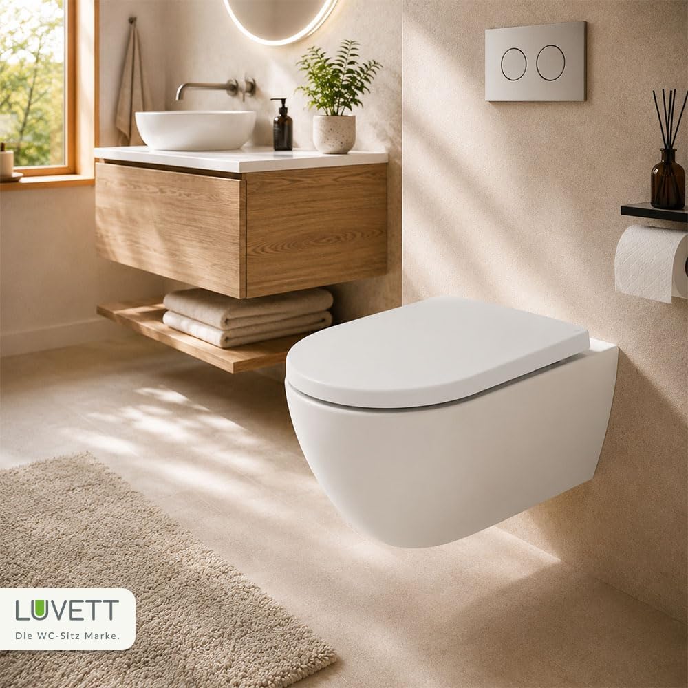 LUVETT® WC-Sitz mit Absenkautomatik D140 D-Form Soft Close® & TakeOff EasyClean Abnahme, hygienisch