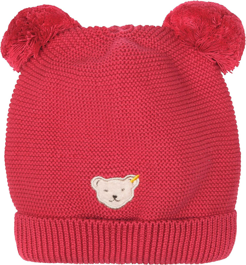 Steiff Mädchen Mütze mit Bommel Hat 49 RASPBERRY, 49 RASPBERRY