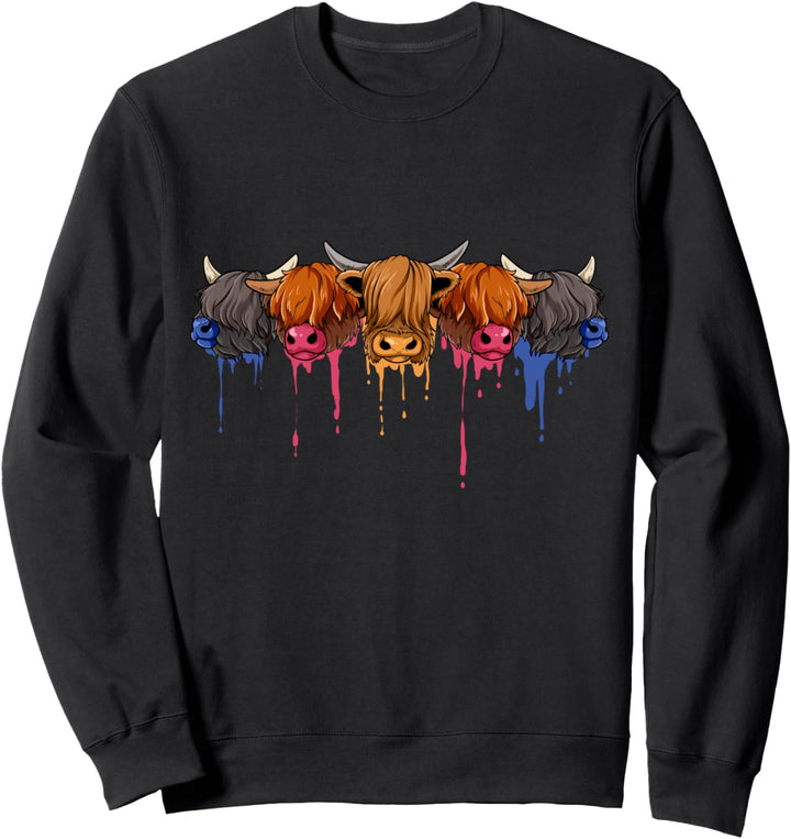 Niedliche bunte schottische Hochlandkuh Sweatshirt