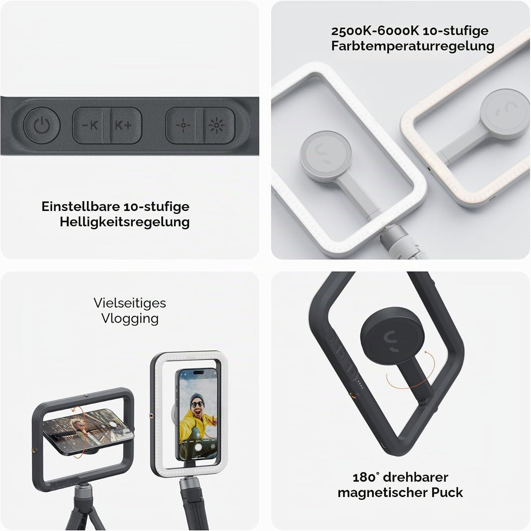 ShiftCam SnapStudio Light - LED-Magnetringlicht mit regelbarer Helligkeit, regelbarer Temperatur, US