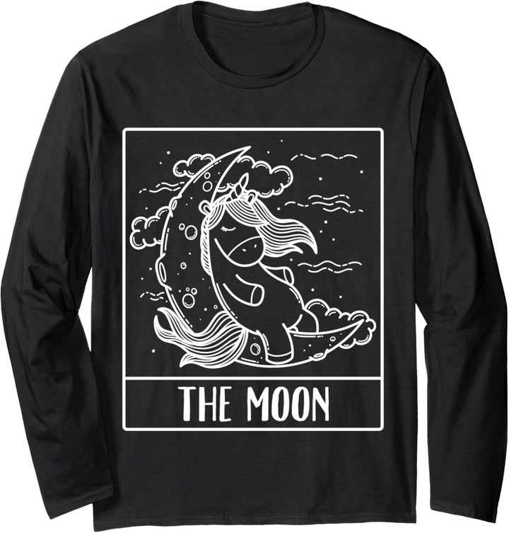 Unicorn The Moon Tarot Card Men Women Langarmshirt