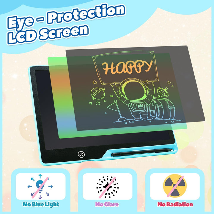 Kinayue LCD Schreibtafel Kinder Wiederaufladbare 13 Zoll Maltafel Zaubertafel Blau,Umweltfreundlich