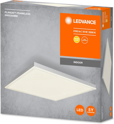 Ledvance LED Wand-und Deckenleuchte, Rahmenlose Panel Leuchte für Innen, Warmweiss (3000K), 19W, 300