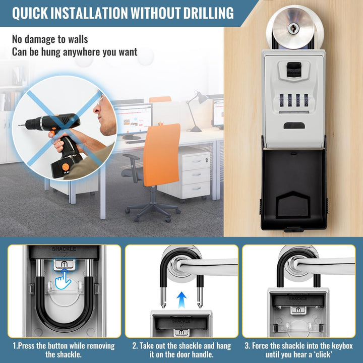 ENONEO Schlüsseltresor mit Beleuchteten Zahlencode Aussen Schlüsseltresor mit Bügel, Wetterfest Schl