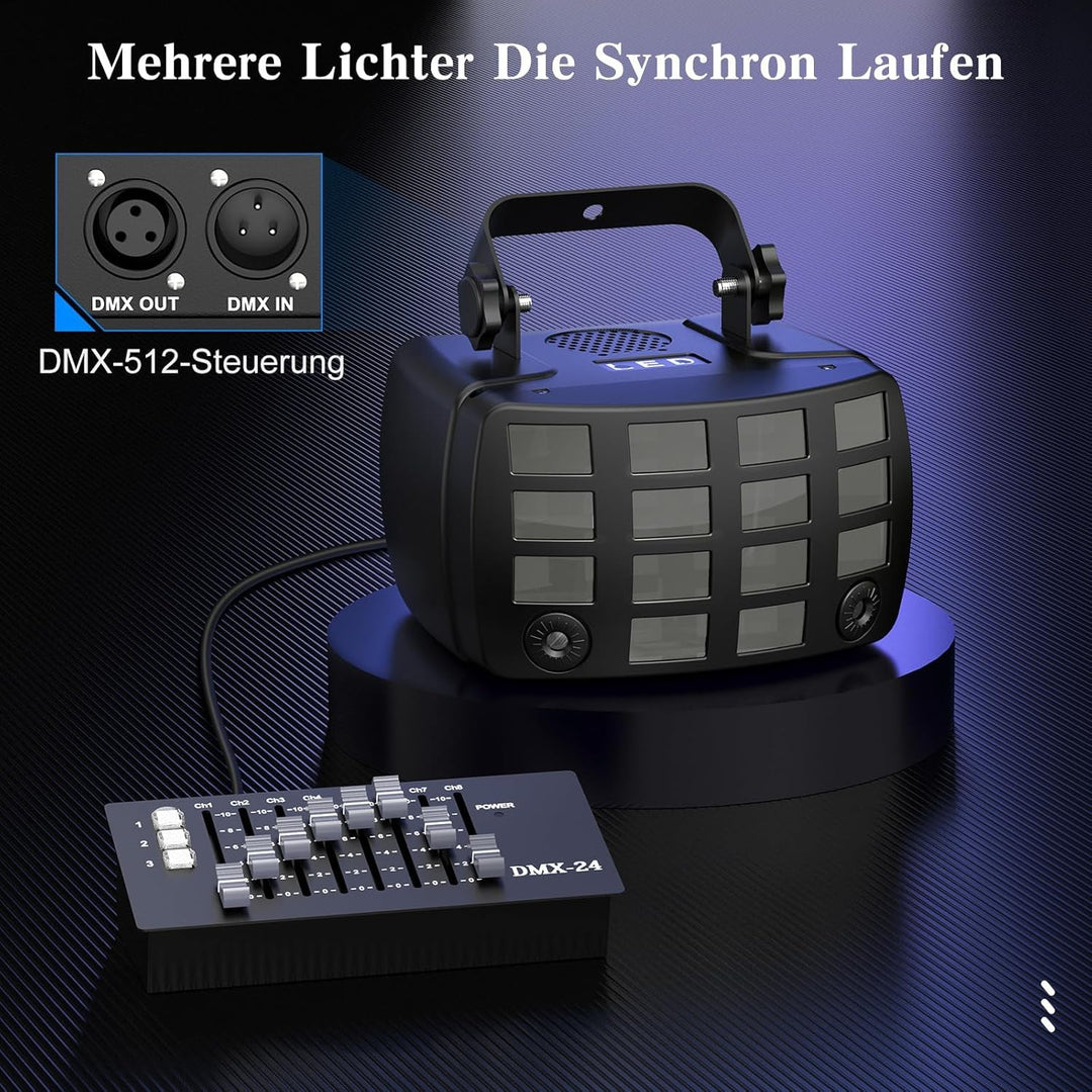 LED Bühnenbeleuchtung Partylicht, DMX512 2 in 1 RGB Disco Licht, Discolicht Party Lichter Musikgeste