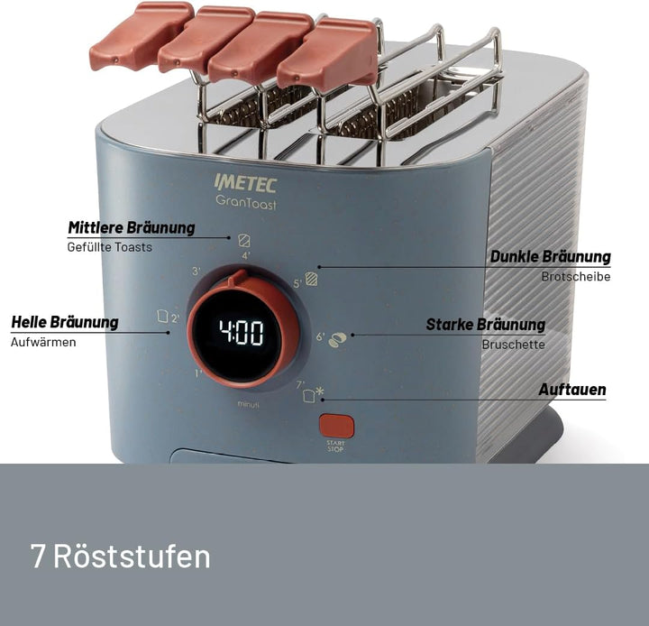 Imetec Grantoast - Toaster 2 XL-Scheiben mit zu öffnenden Zangen für gefüllte Toasts - 7 Bräunungsst