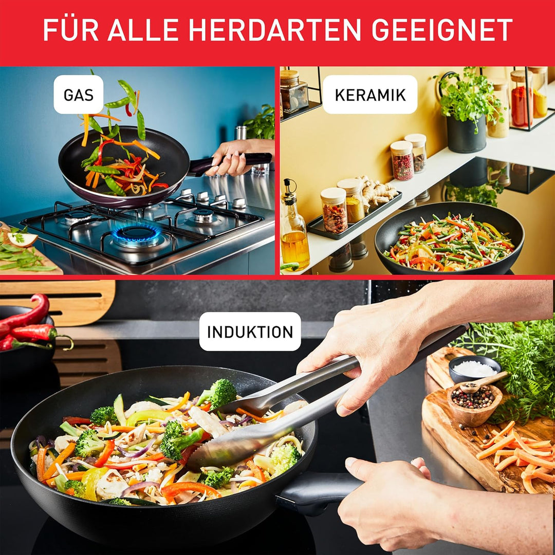 Tefal Recycled On Wokpfanne 28 cm, 100% recyceltes Aluminium, Antihaftbeschichtung, Induktion, Spülm