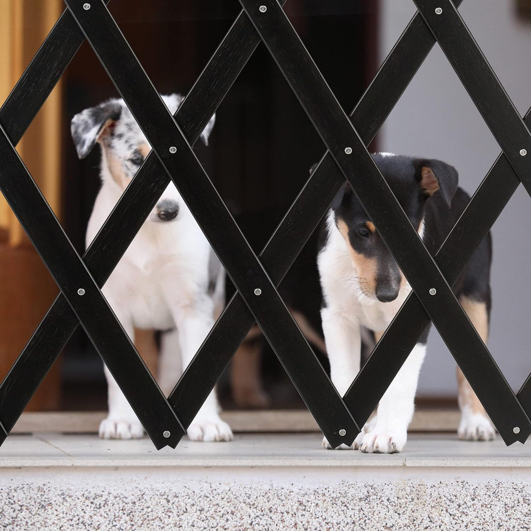 Relaxdays Hundeabsperrgitter, ausziehbar bis 126 cm, 70-82 cm hoch, Bambus, Hunde Schutzgitter für T