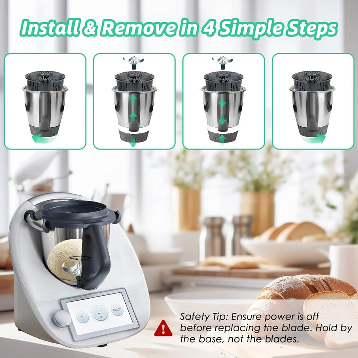 Teigmesser für Thermomix TM6 TM5, Edelstahl Hörnchenmesser & Reinigungsbürste, Ersatzteile Kompatibe