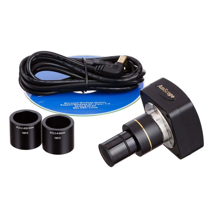 AmScope B120C-10M 40X-2500X LED Lab Binokular-Verbundmikroskop mit 3D-Bühne und 10MP-Kamera