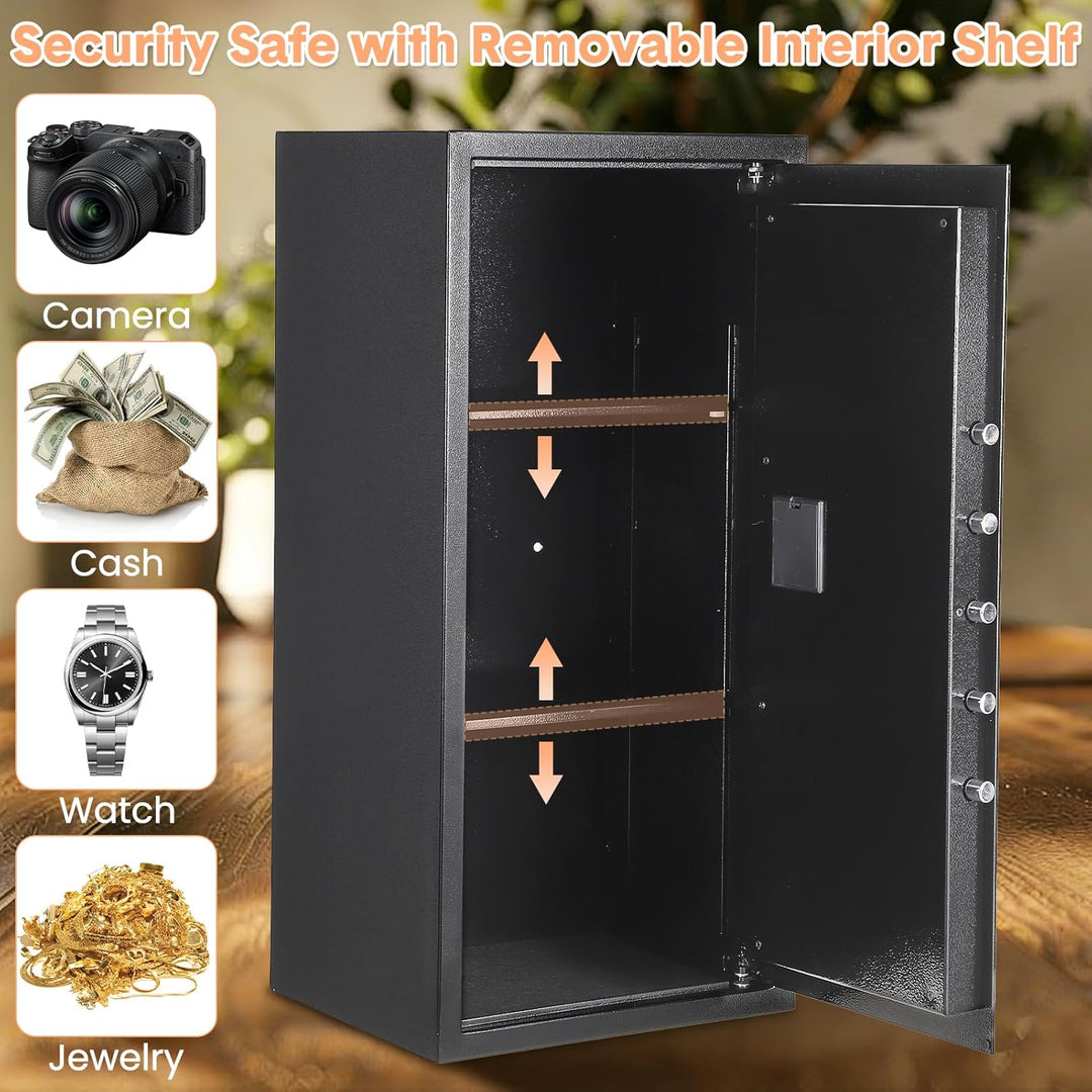 Garvee 95L Safe Tresor mit Zahlencode, Schlüssel & Feuerfester Tasche, Tresor für Zuhause / Hotel, A