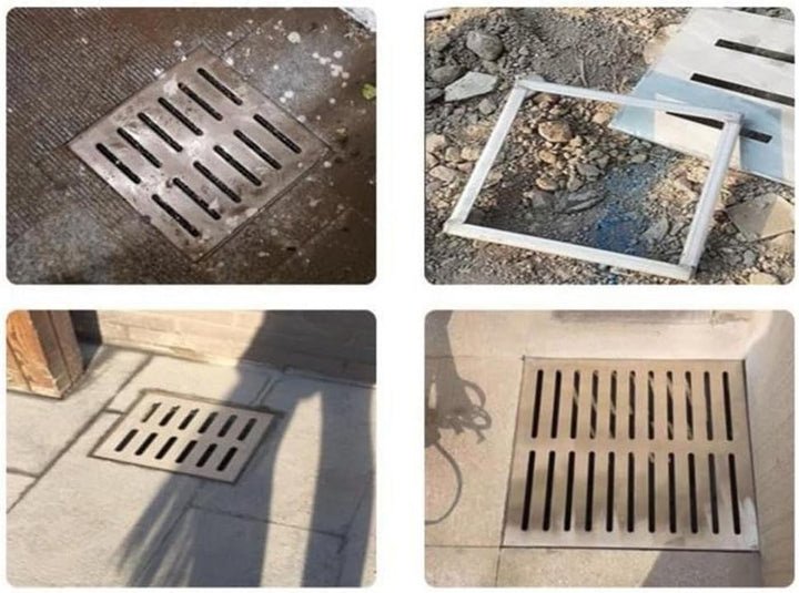 Zoegneer Bodenablaufabdeckung aus Edelstahl mit Rahmen, quadratisch, rutschfest, Drainagegitter, Abl