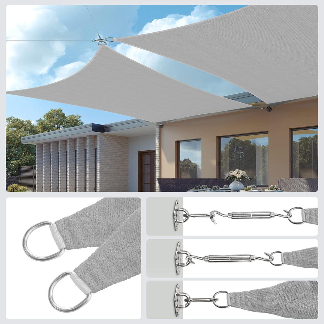 SONGMICS Sonnensegel 2 x 2 m, Sonnenschutz aus HDPE-Gewebe, luftdurchlässig, wasserdurchlässig, für