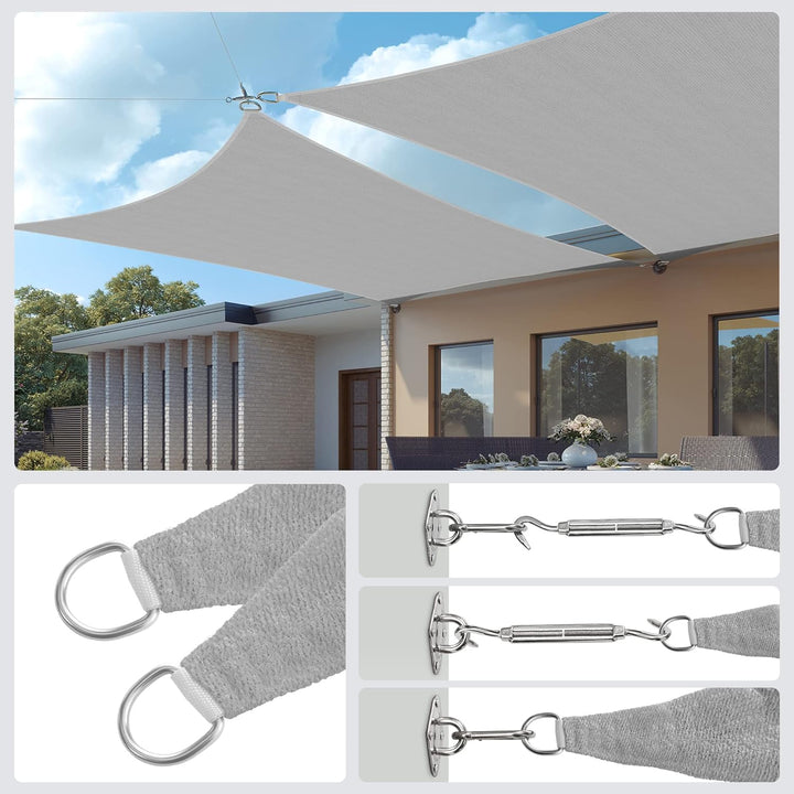 SONGMICS Sonnensegel 2 x 2 m, Sonnenschutz aus HDPE-Gewebe, luftdurchlässig, wasserdurchlässig, für