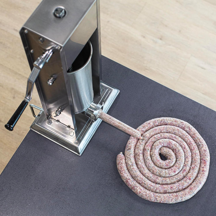BROWIN® Manuell Wurstfüller aus Edelstahl 311037 | 5 Liter vertikale Wurstmaschine mit Tischklemme |