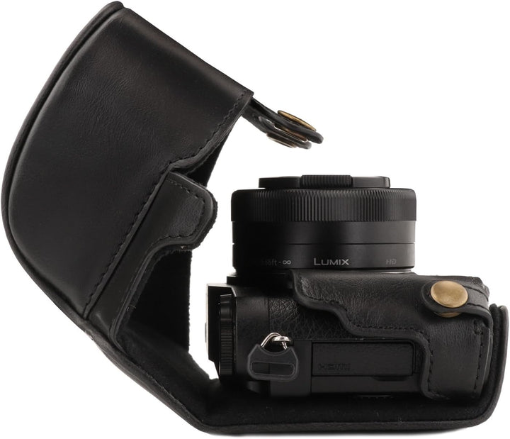 MegaGear Panasonic Lumix DC-GX950, GX900, DC-GF10 (12-32mm) Ever Ready Leder Kamera-Case mit Trageri