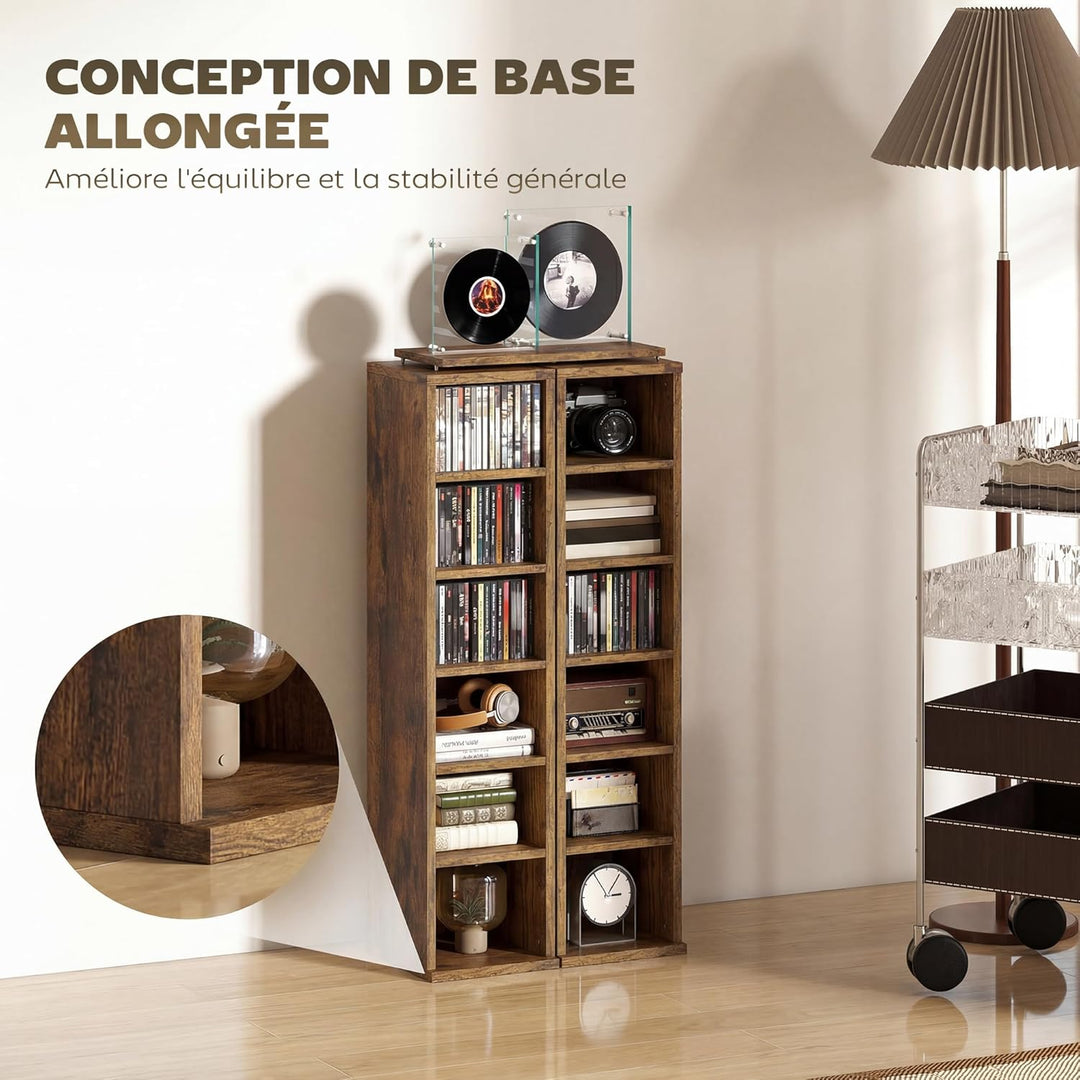 HOMCOM 2er-Set Regalsäulenschrank CD-DVD-Aufbewahrungsschrank 6 + 6 Fächer 21 x 22,5 x 88,5 cm max.