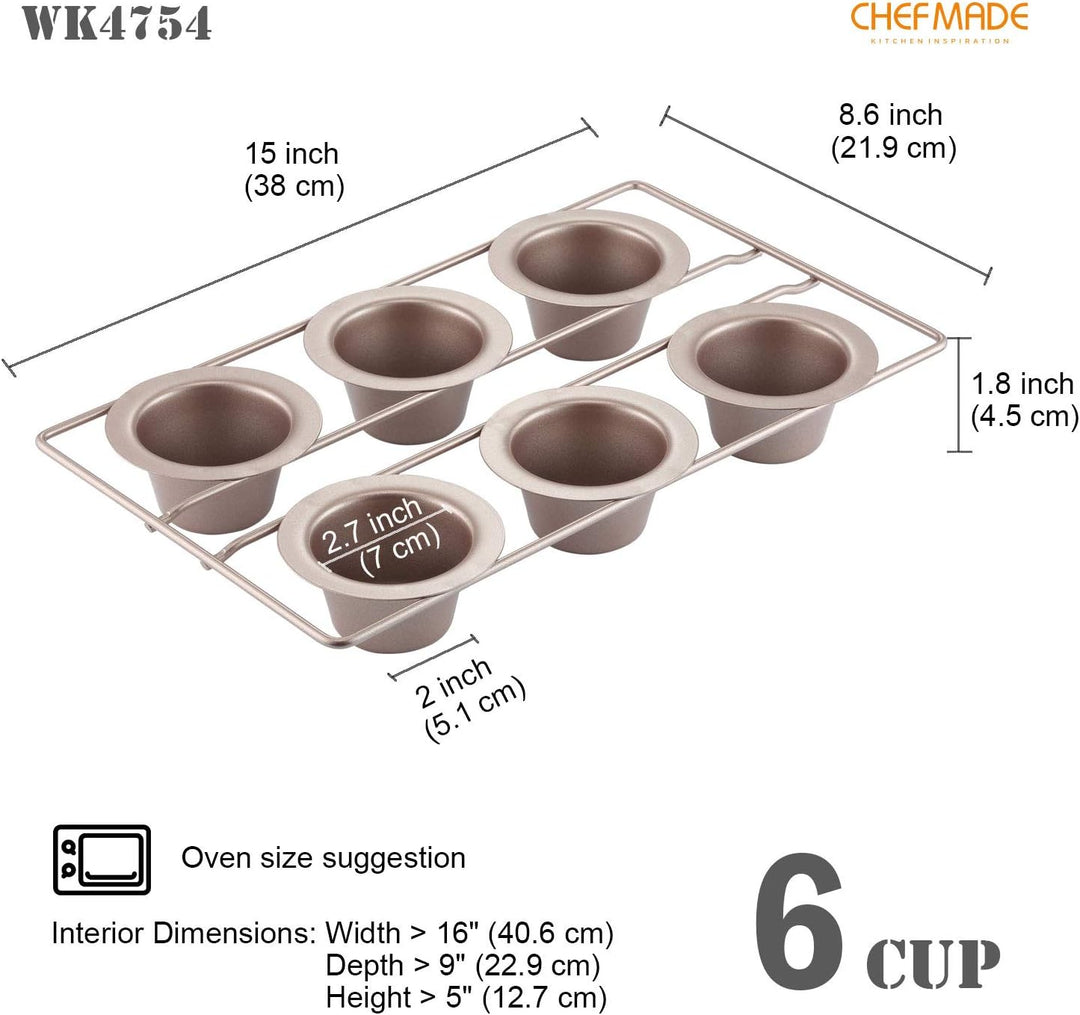 CHEFMADE Popover Kuchen Pan, 6-hohlraum Nicht-Stick Yorkshire Muffin Cupcake Pan Backformen für Ofen