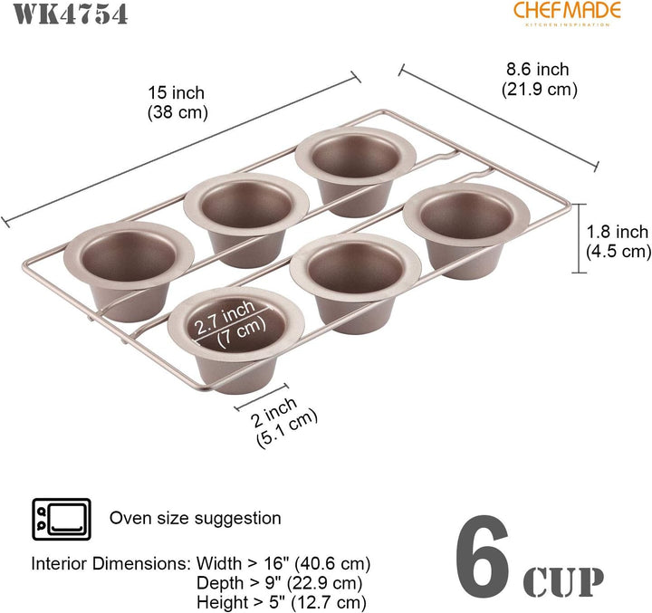CHEFMADE Popover Kuchen Pan, 6-hohlraum Nicht-Stick Yorkshire Muffin Cupcake Pan Backformen für Ofen