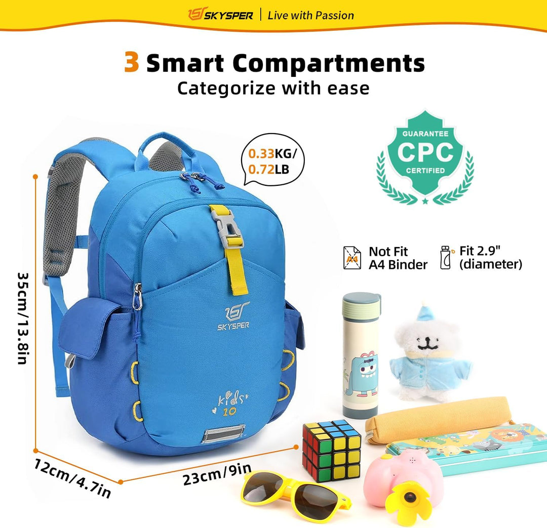 SKYSPER Kinderrucksack 10L Rucksack Jungen & Mädchen für 3-8 Jährige, komfortabler Wanderrucksack Ki
