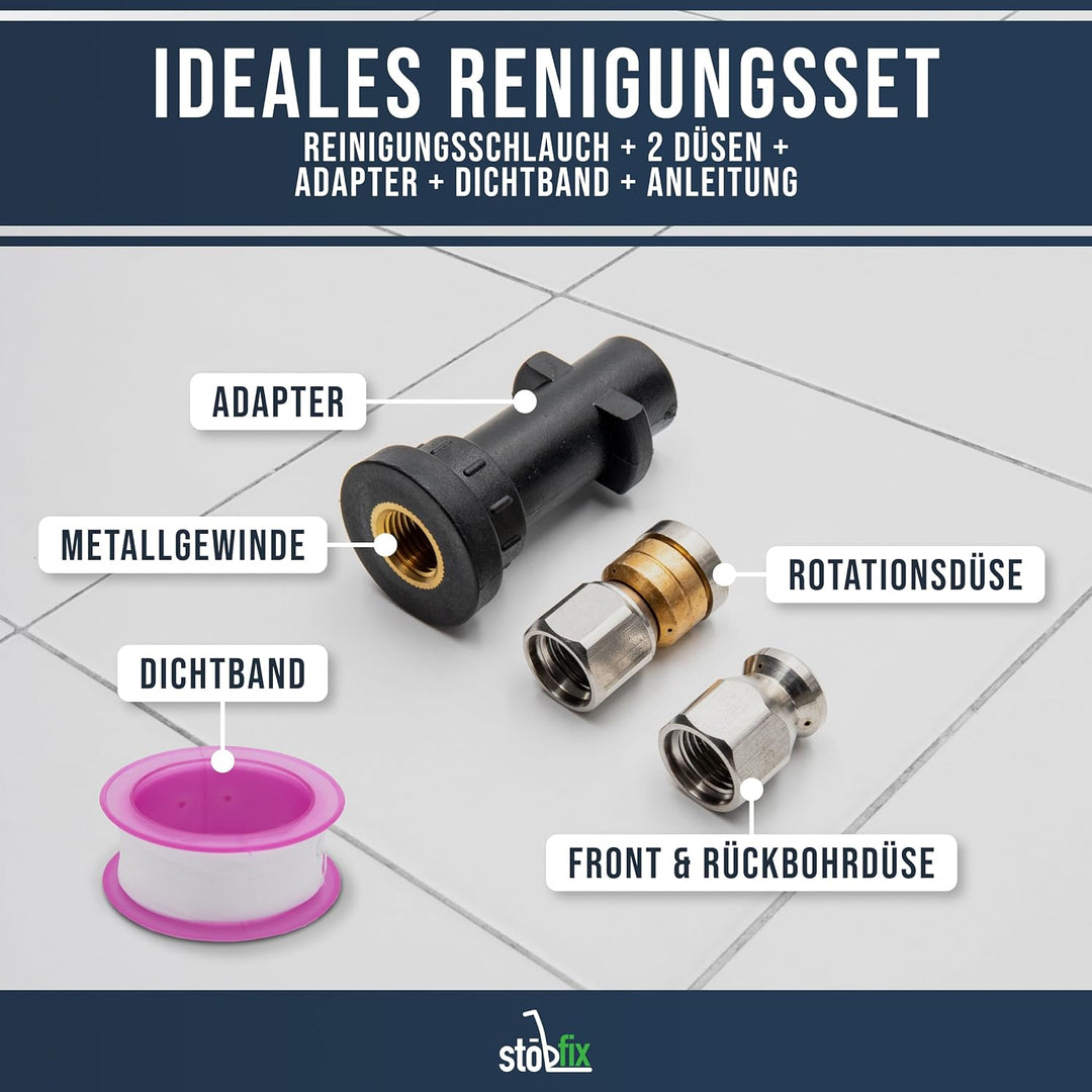 stōbfix 15m Rohrreinigungsschlauch für Kärcher Rohrreinigungsset passend für K2, K3, K4, K5, K6, K7