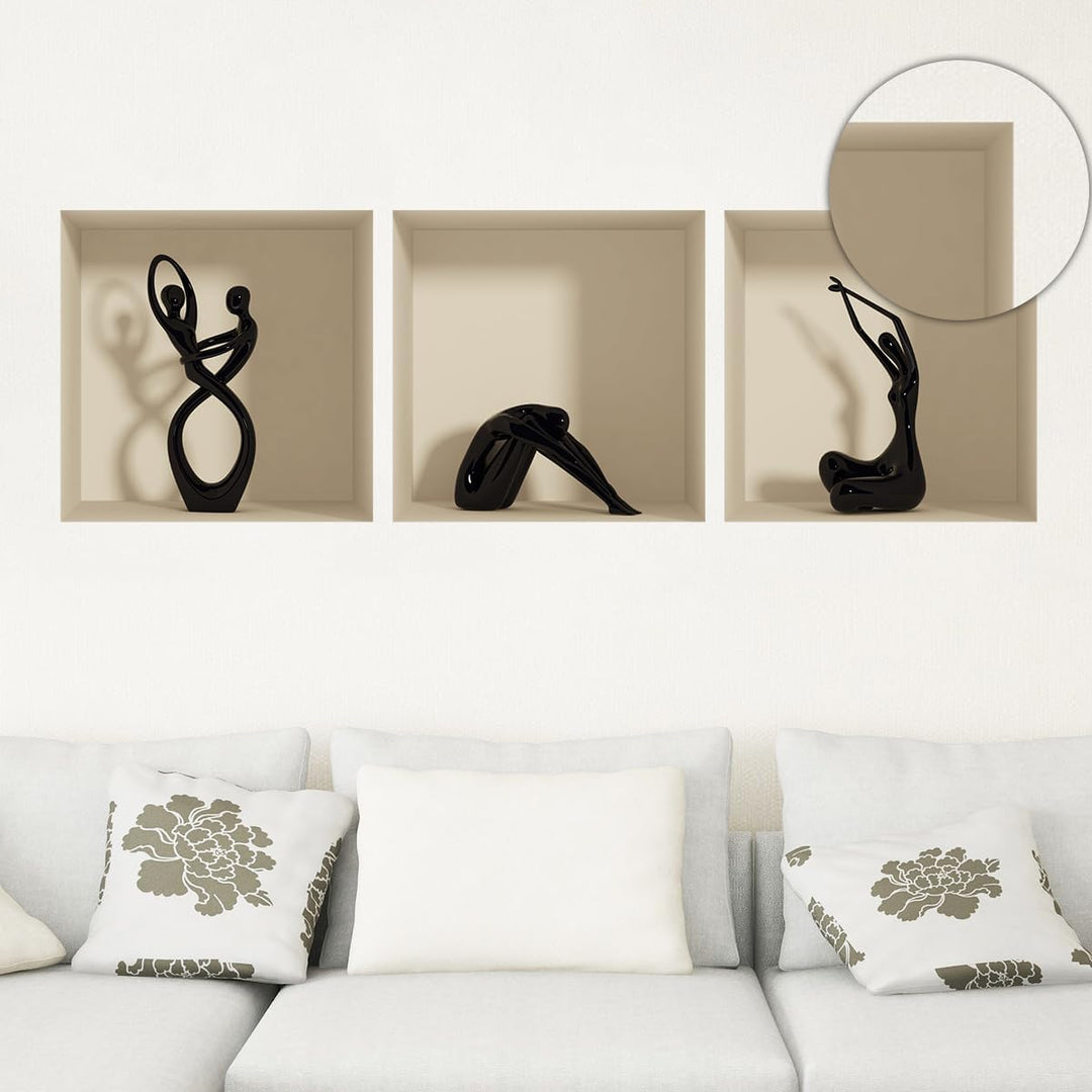 Sticker 3D Effekt | Wandaufkleber Statuen - Tapete Dekoration optische Täuschung Raum und Wohnzimmer
