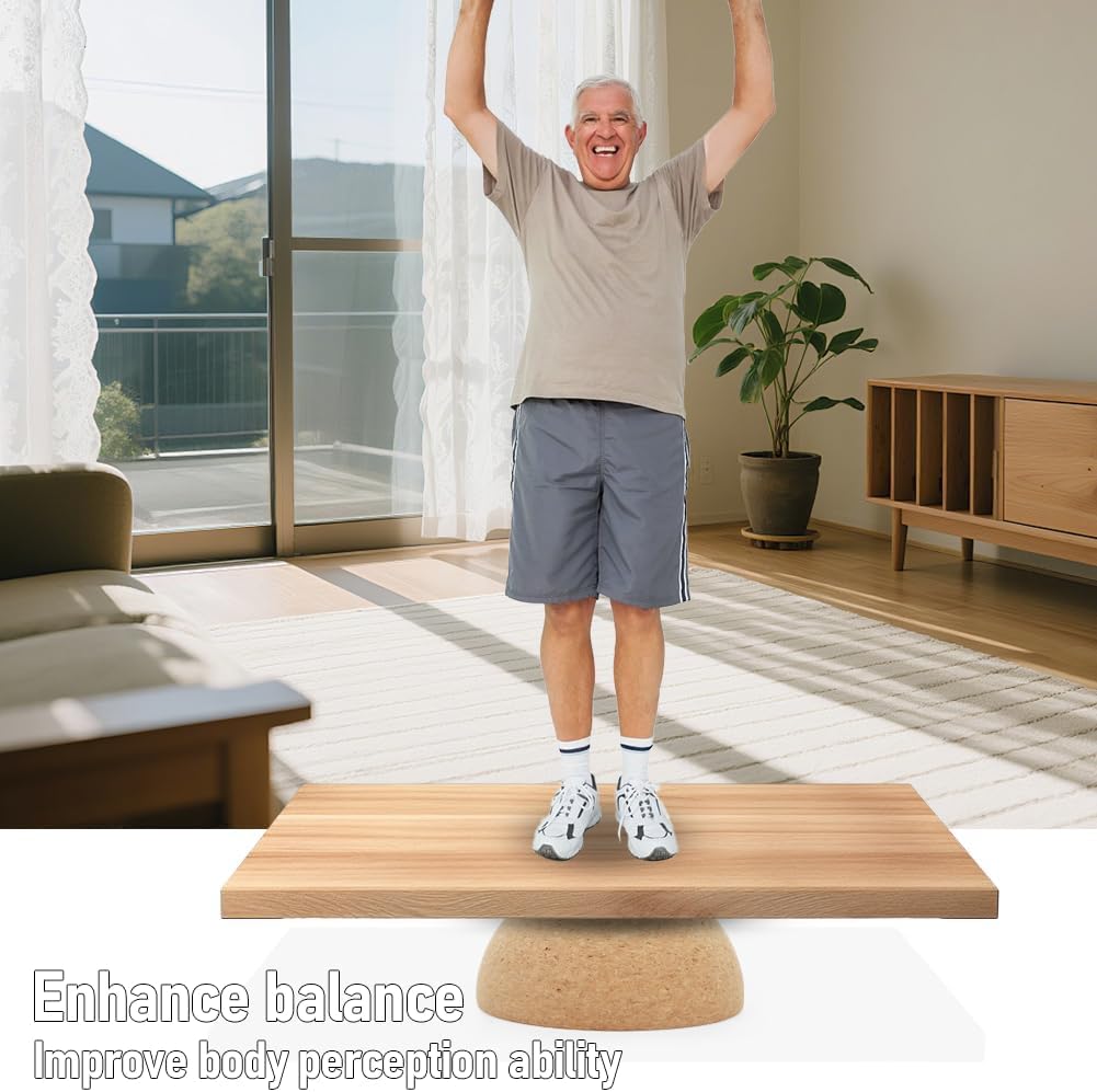 CEWROM Balance Board Kork Halbkugel, Rutschfestes Balance Halbkugel, Fitness Gleichgewichtstrainer E