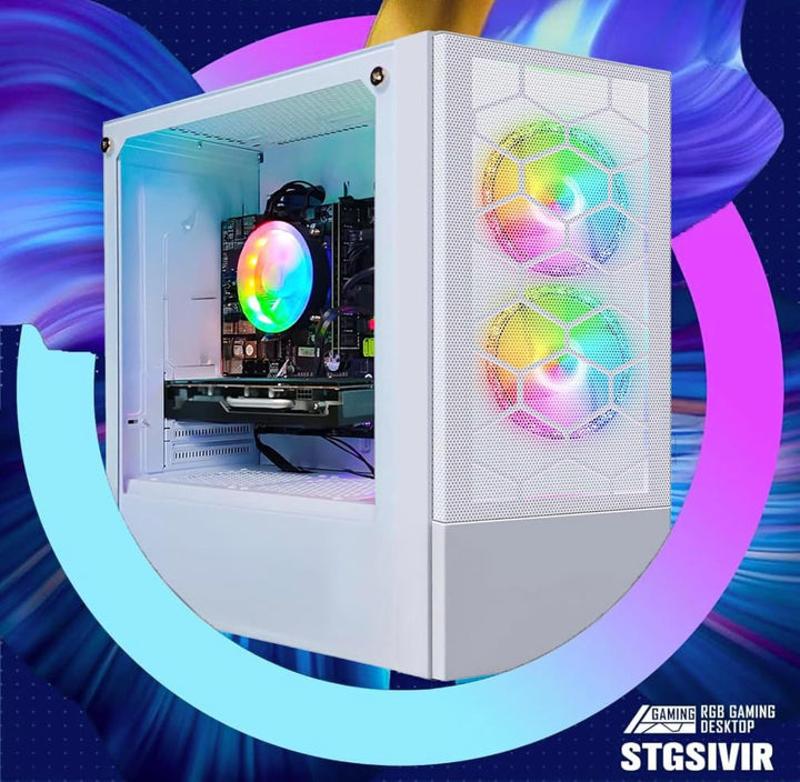 STGsivir Gaming PC, Ryzen 5 3400G bis zu 4.2 Ghz,16G DDR4,512G SSD,WLAN 6,BT5.0,RGB Lüfter x3,Window