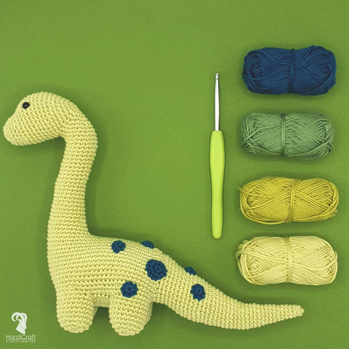 Hardicraft Häkelpaket Häkelset zum selber Machen mit Anleitung und Material für Dino Brontosaurus, 2