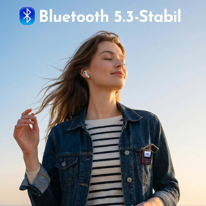 64GB MP3 Player Bluetooth 5.3, Clip Sport Musikplayer mit Blindbedienung, Tragbarer 29g Mini Audiopl
