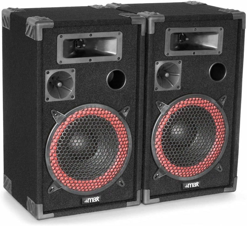 MAX XEN-3510 Passive PA Lautsprecher Set, 700 Watt Partyboxen Set, 10 Zoll Passiv, Disco, DJ Party L