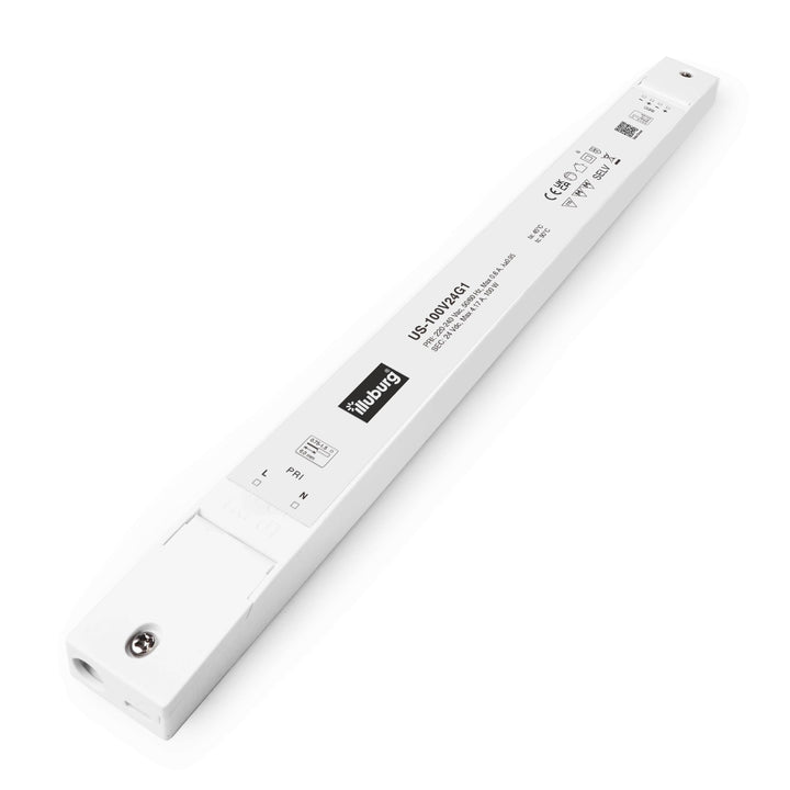 illuburg LED Trafo 24V 100W Slim Flackerfrei Geräuschlos für G4 GU5,3 LED Streifen Möbel Verdeckte M