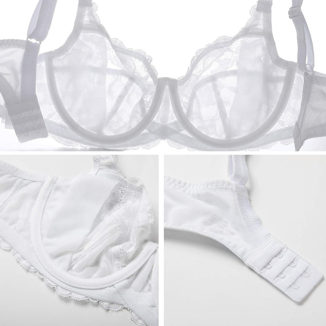 DELIMIRA Damen Minimizer BH Grosse Grössen ohne Polster Vollschalen mit Spitze 75E Weiss, 75E Weiss