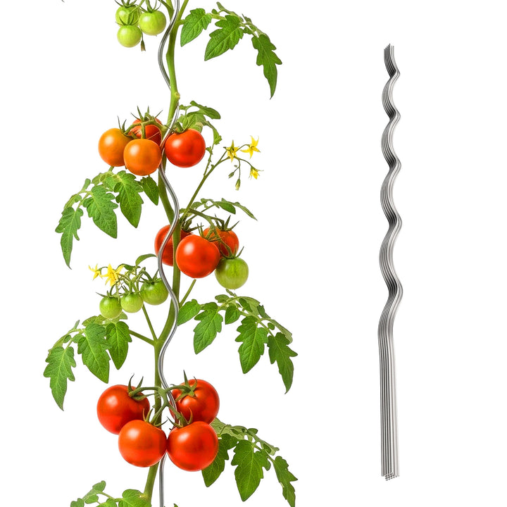 Relaxdays Tomaten Spiralstab, 20er Set, Höhe: 150 cm, Ø 5 mm, verzinktes Metall, Tomatenstäbe, Tomat