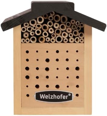 Welzhofer Wildbienenkasten Janine, Bienenhotel mit Brutröhen mit 10cm Tiefe - mehr Platz für die Eia
