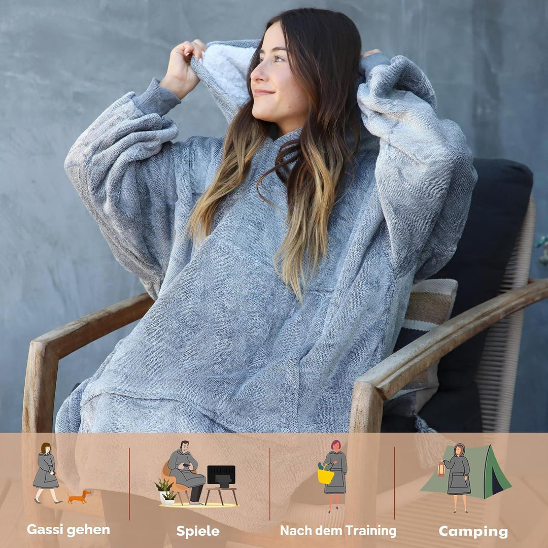 Catalonia Classy Oversized Sherpa Hoodie Decke, grosses Kapuzen-Sweatshirt für Frauen, weiche gemütl