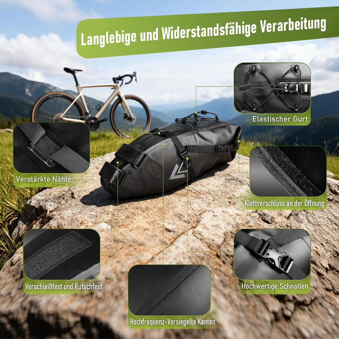 Fahrradtasche Wasserdicht BackLoader Satteltasche - 10L Bikepacking Taschen Fahrradtasche Sattelstüt