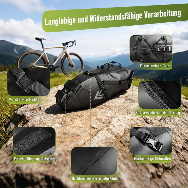 Fahrradtasche Wasserdicht BackLoader Satteltasche - 10L Bikepacking Taschen Fahrradtasche Sattelstüt