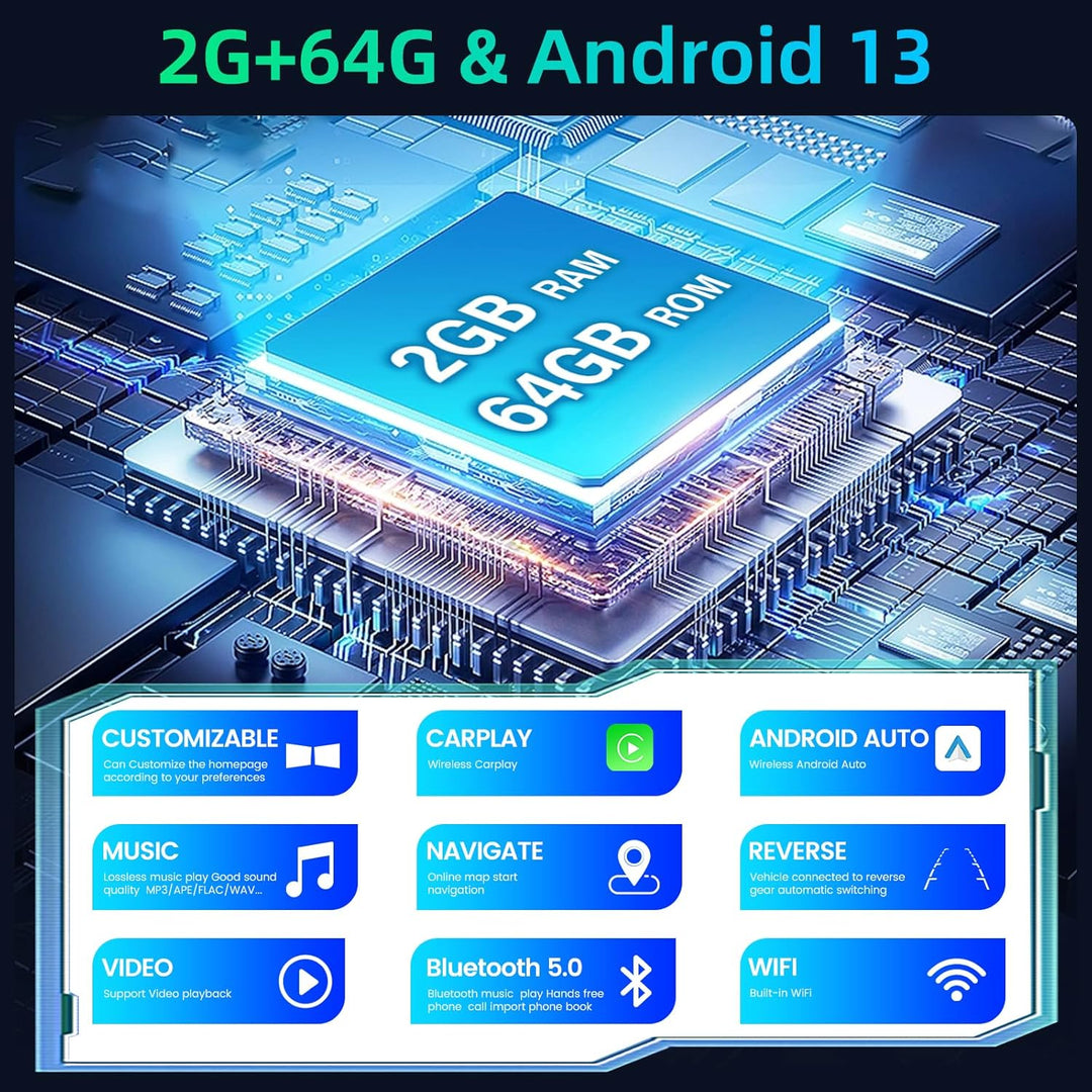[2+64G] Android 13 Autoradio für Toyota Avensis 2002-2008 mit Drahtlos Carplay & Android Auto, 9 Zol