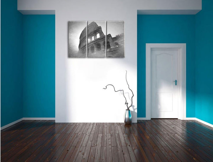Pixxprint Kolosseum in Rom als Leinwandbild/Grösse: 3 Teilig (120x80) cm/Wandbild/Kunstdruck/fertig