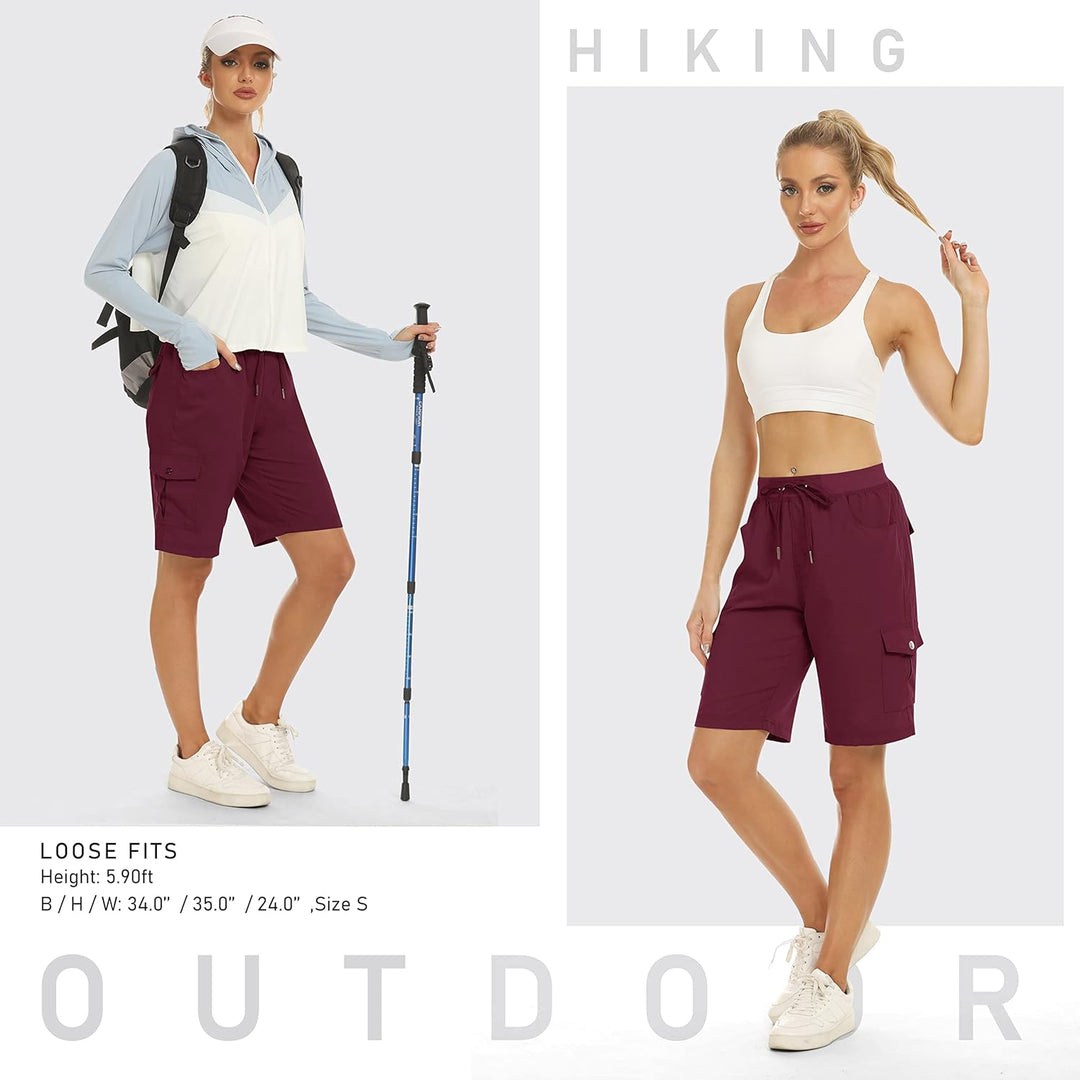 JINSHI Shorts Damen Sommer Cargohose Kurze Wanderhose Outdoor Schnelltrocknend Freizeithose mit Mehr