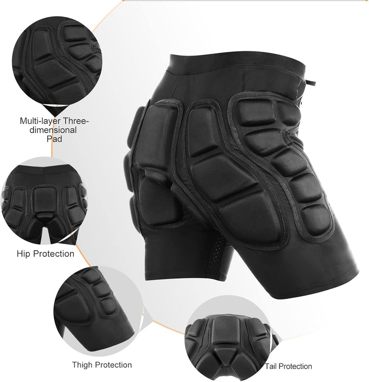 Relaxyee Schützende gepolsterte Shorts, 3D-Schutz, Kurze Hose, Hüftpolster-Kompressionsshorts, Aufpr
